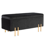 Bench Upholstered with Storage 100x40x42cm, Black Fabric/Metal