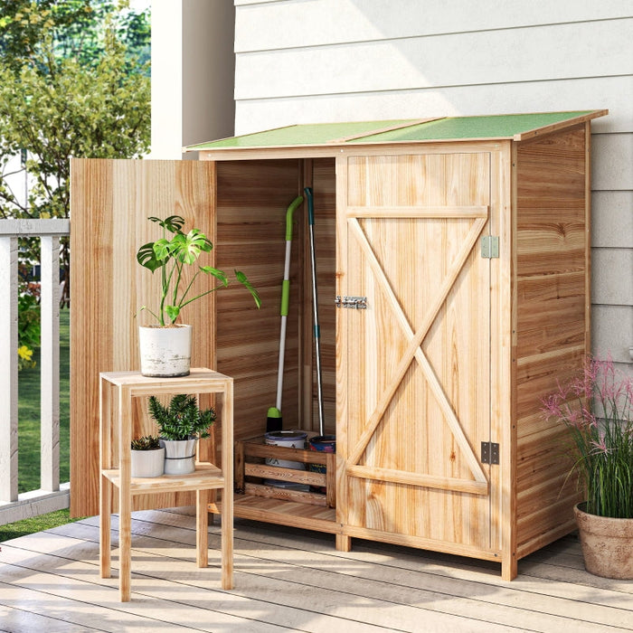Tool Shed with Side Table, 140x75x157cm, Fir Wood