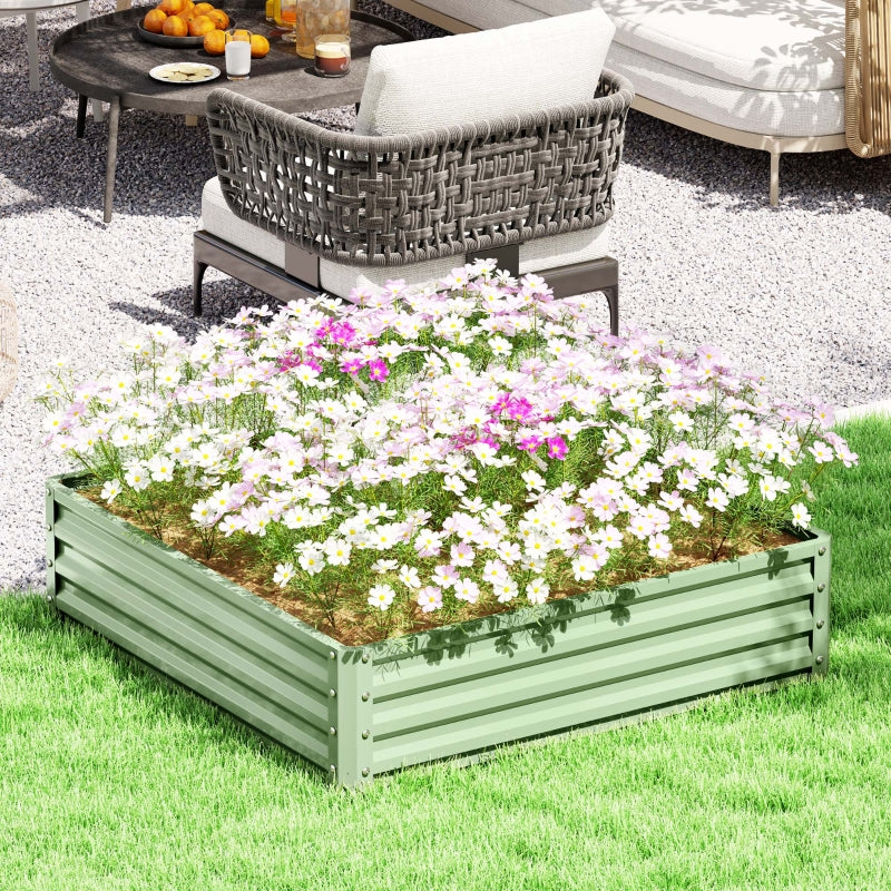 Garden Bed Planter, Steel Housing, 120 x 120 x 30 cm, Green