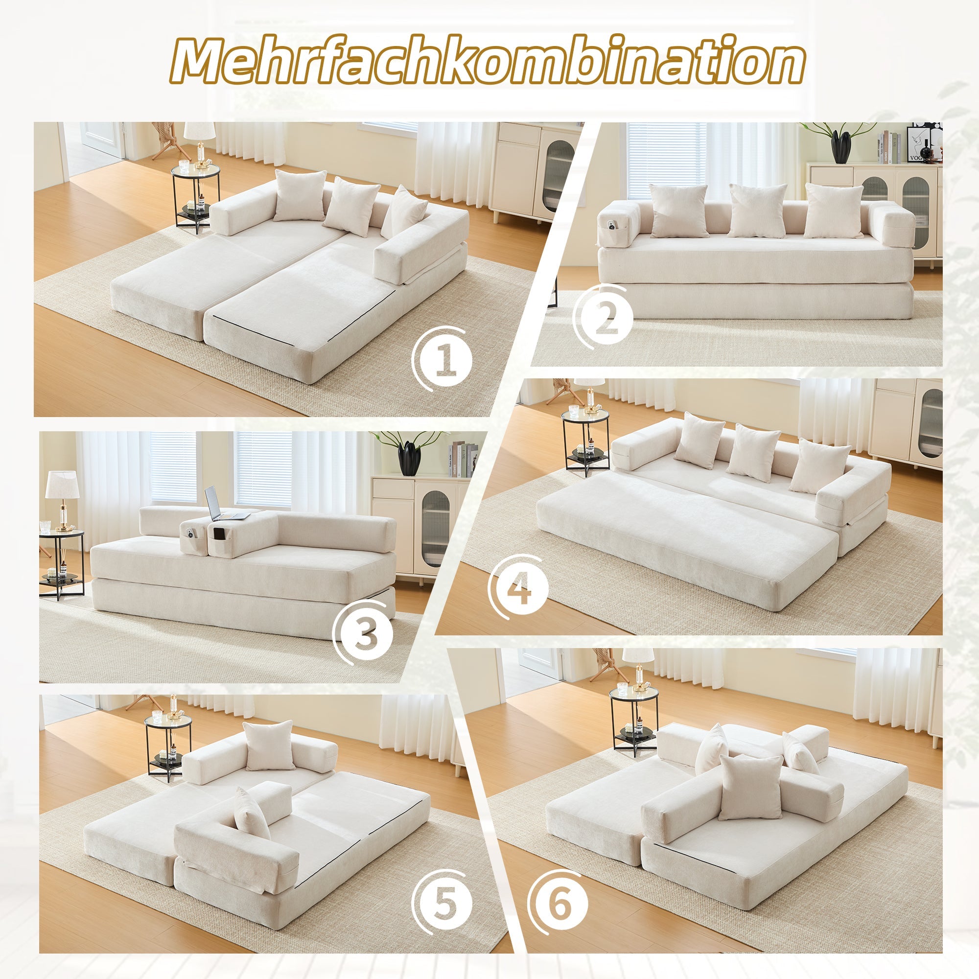 Modular Block Sofa, Super Soft Combinable Storage, Chenille Fabric