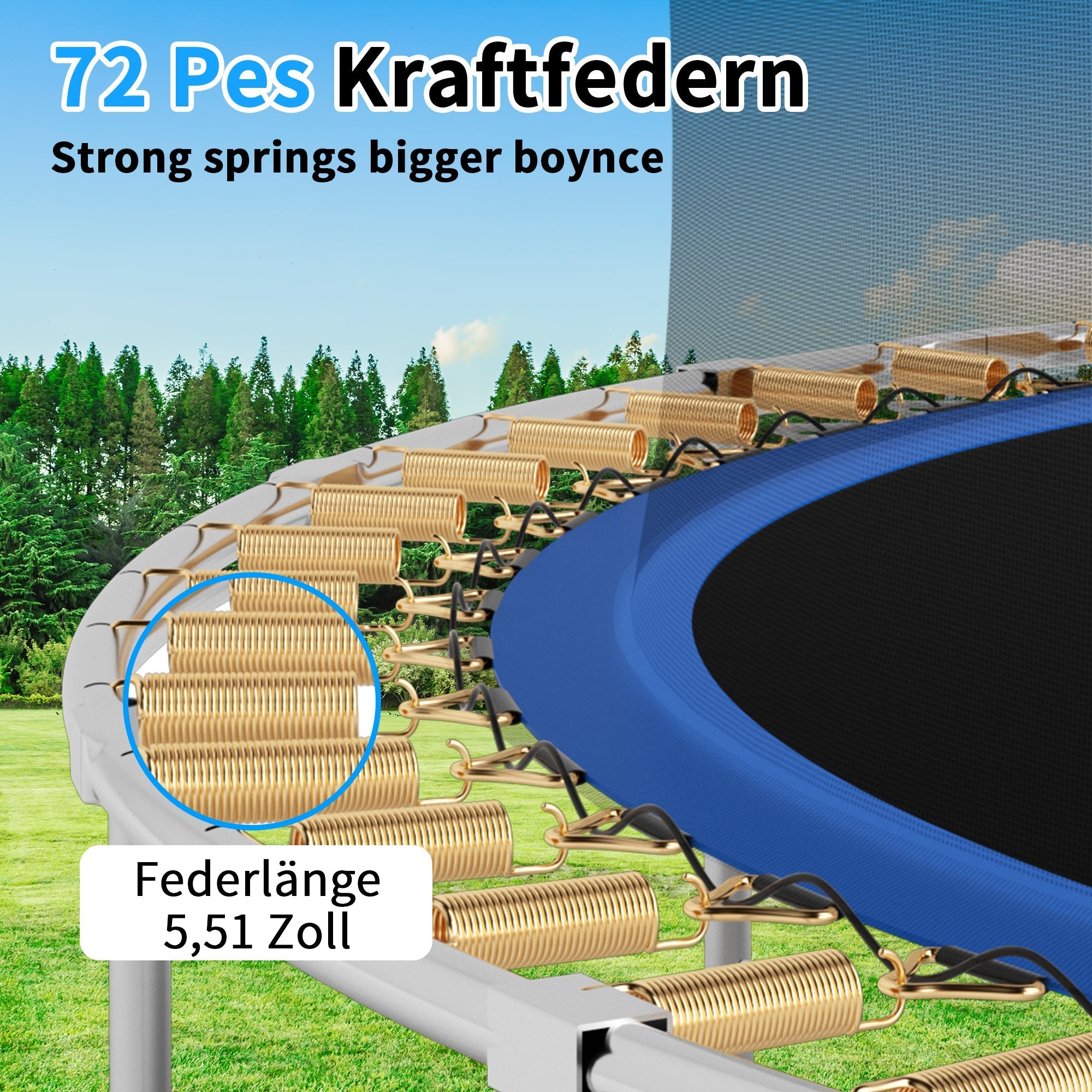 Outdoor Trampoline, 366 cm with Reinforced Leg Crossbars and One-piece Construction, Stable and Robust