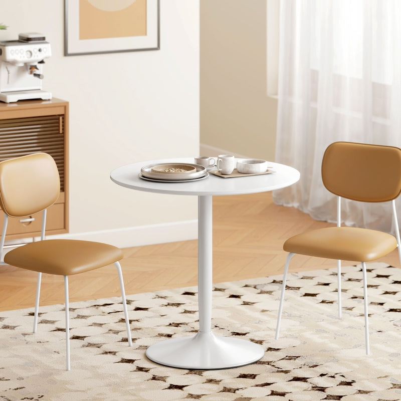 Dining Table Round Ø80cm for 2 People MDF and Steel White