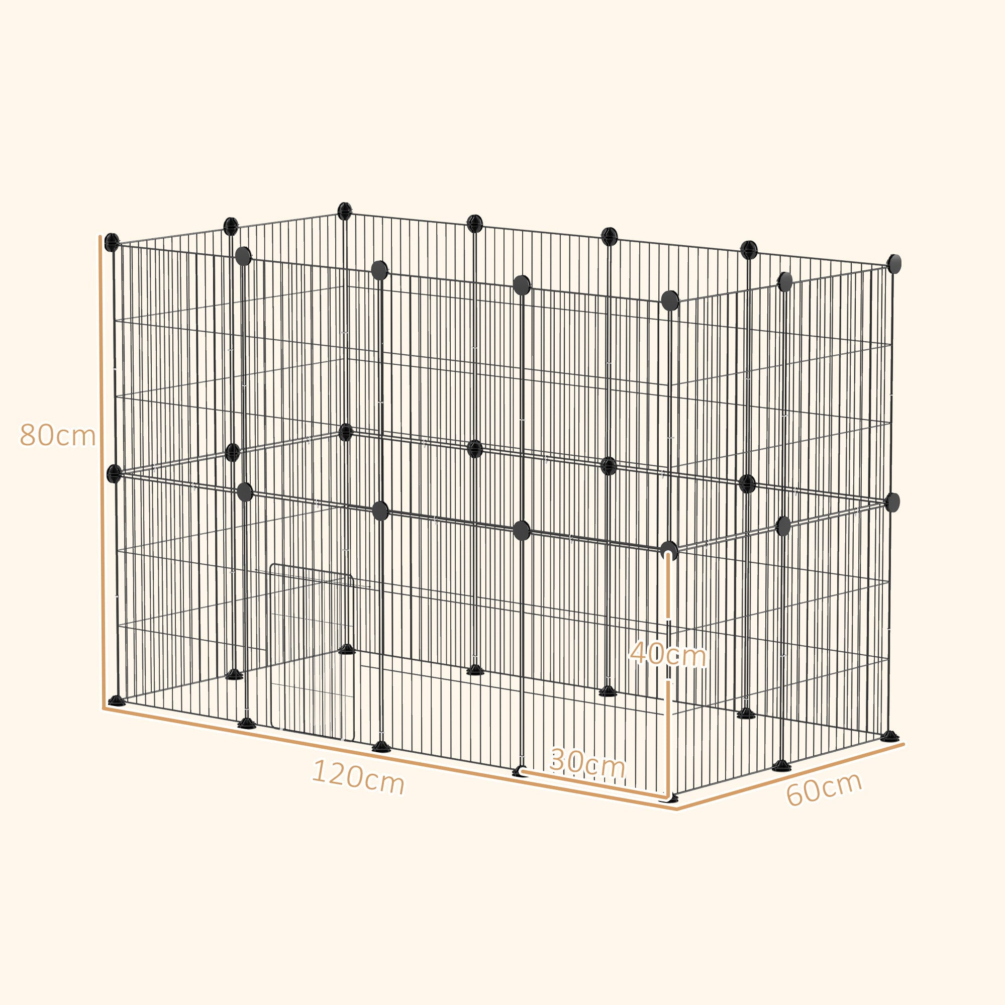 Rabbit/Guinea Pig Enclosure Wire Mesh with Door, Black Steel