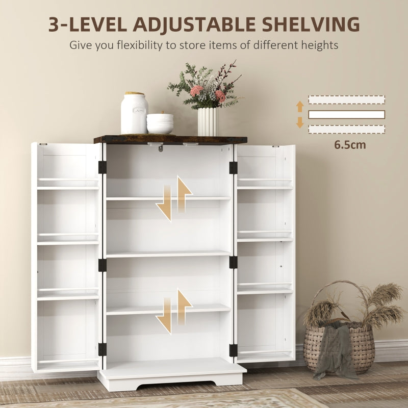 Multi-Storage Cabinet Farmhouse Style with Adjustable Shelves White