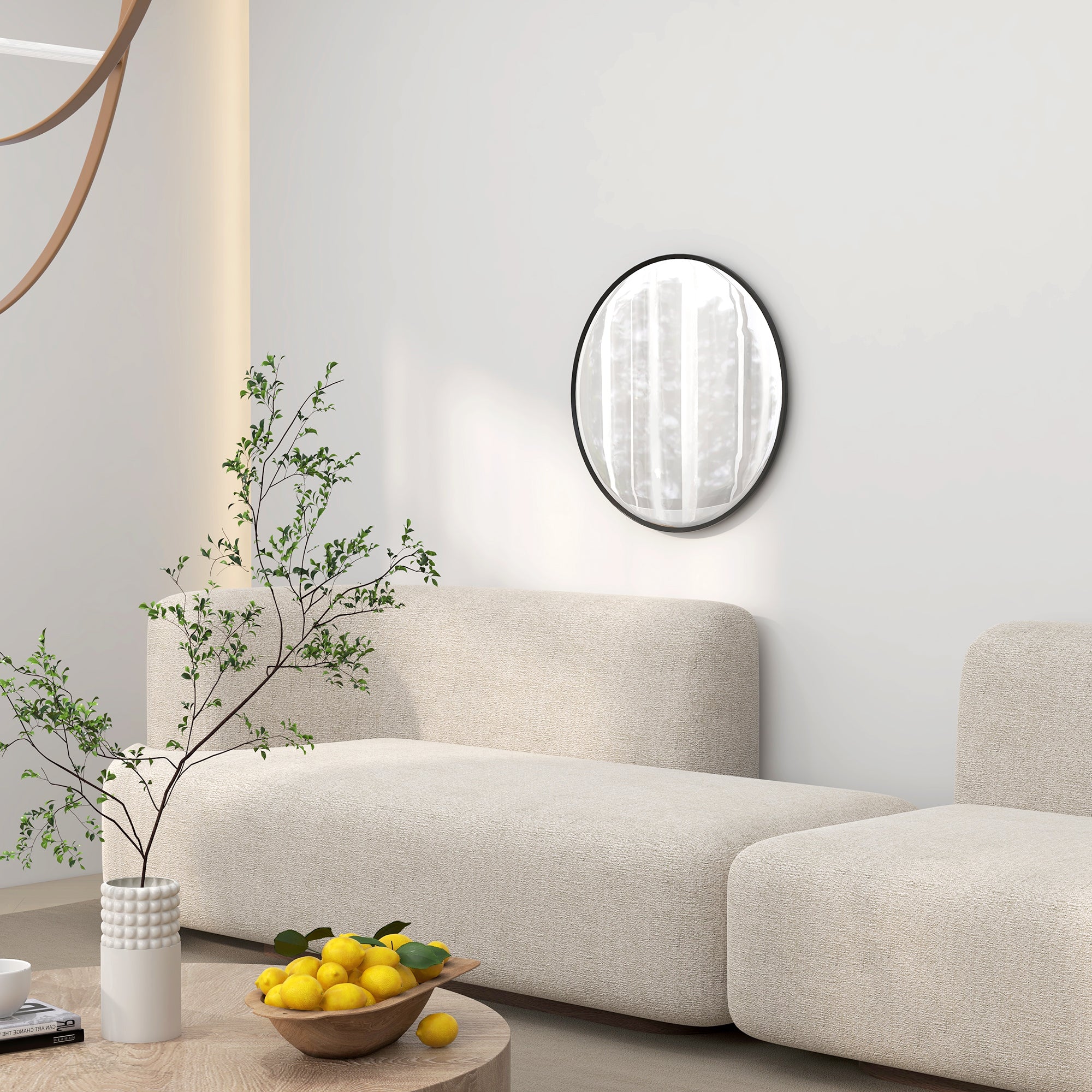 Wall Mirror, Round Bathroom 60x60cm, Black Aluminum