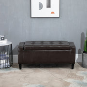 PU Leather Storage Ottoman Bench Chest Cube w/ Flipping Top Brown