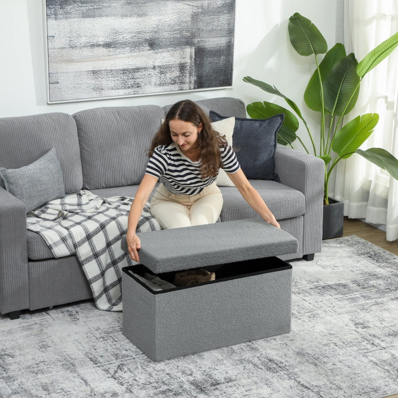 Storage Ottoman Bench Upholstered with Storage & Lid - Dark Grey