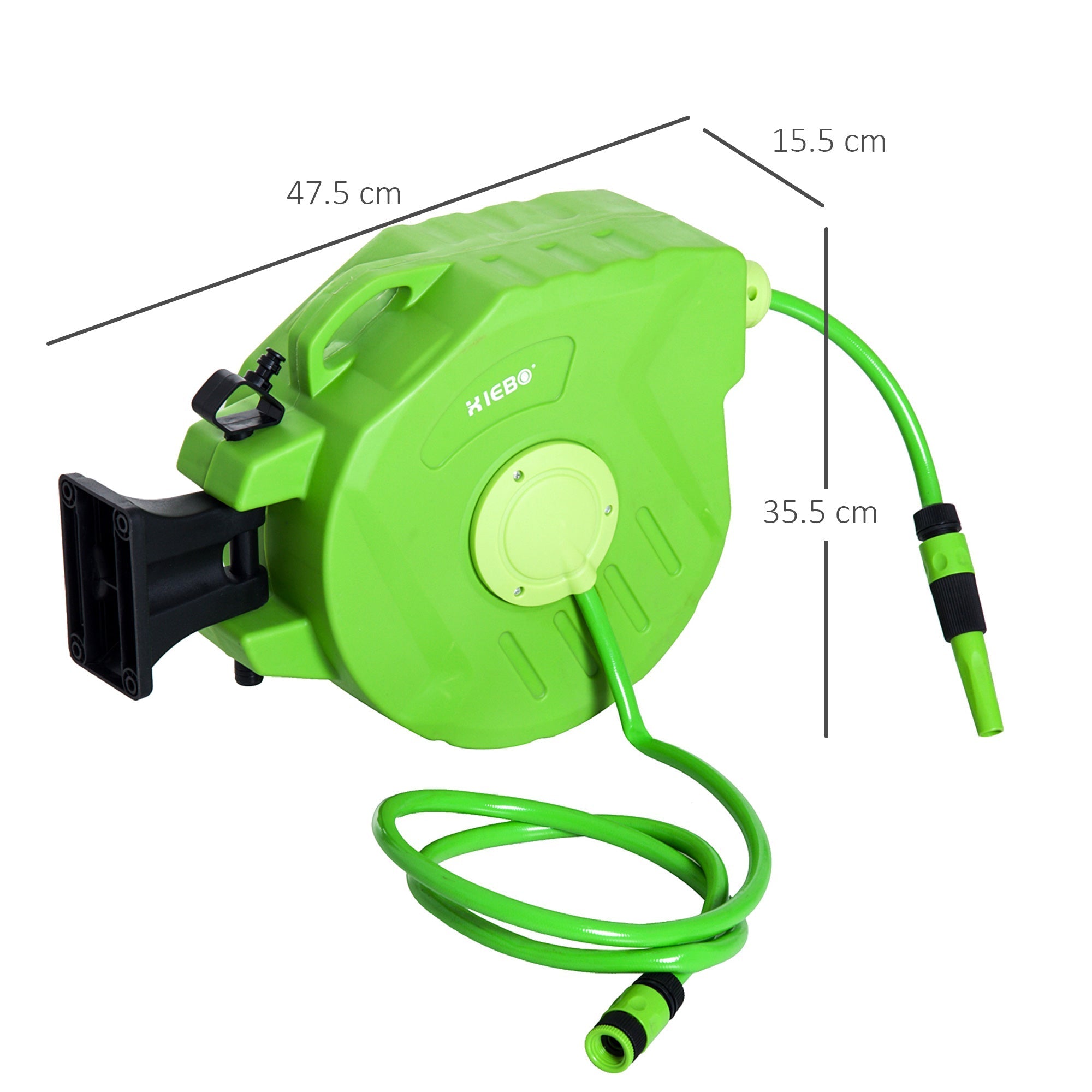 Automatic Hose Reel 15m Swivelling Compressed Air & Gardening, Green