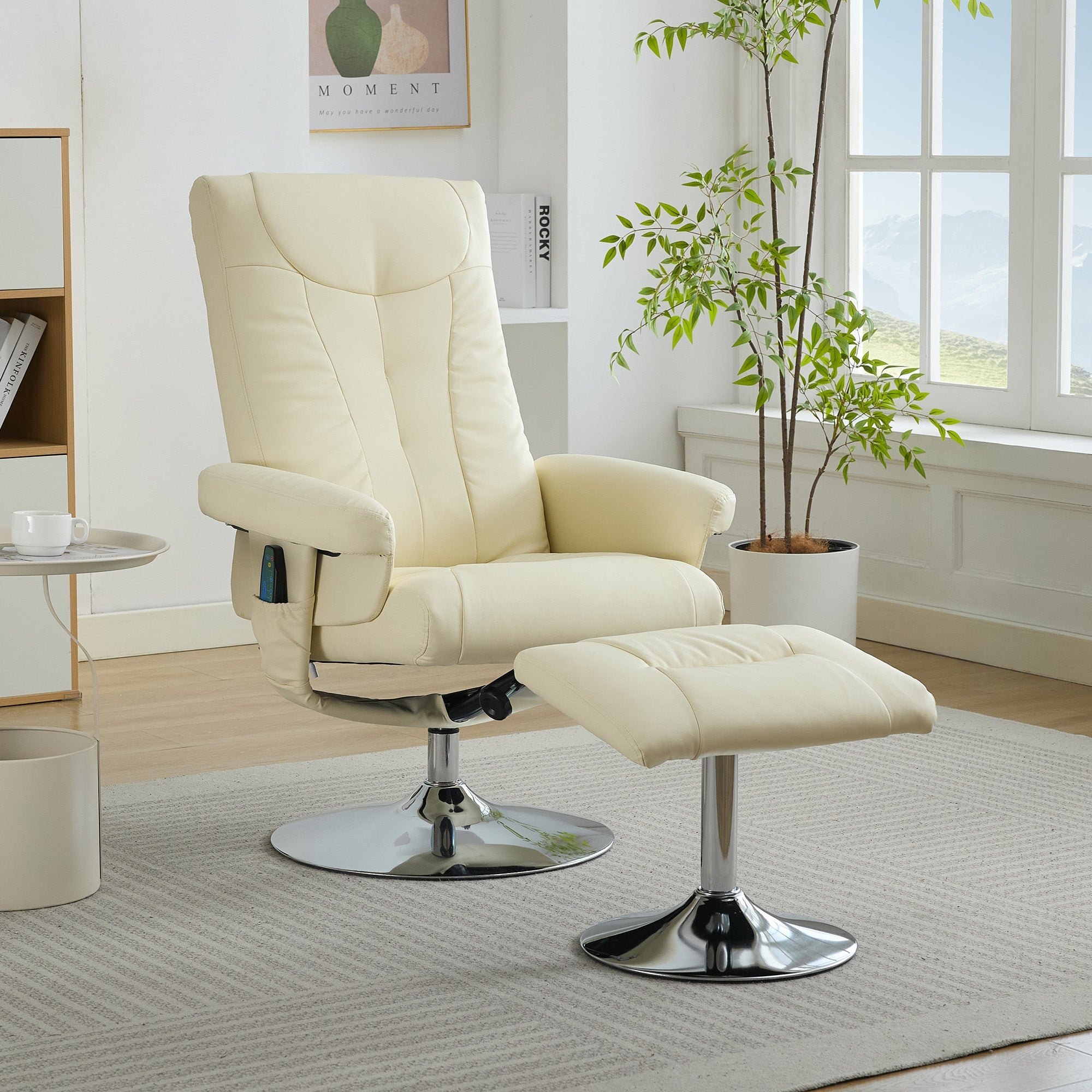 Recliner Chair with 5-Point Massage, Electric Heating, 360° Swivel