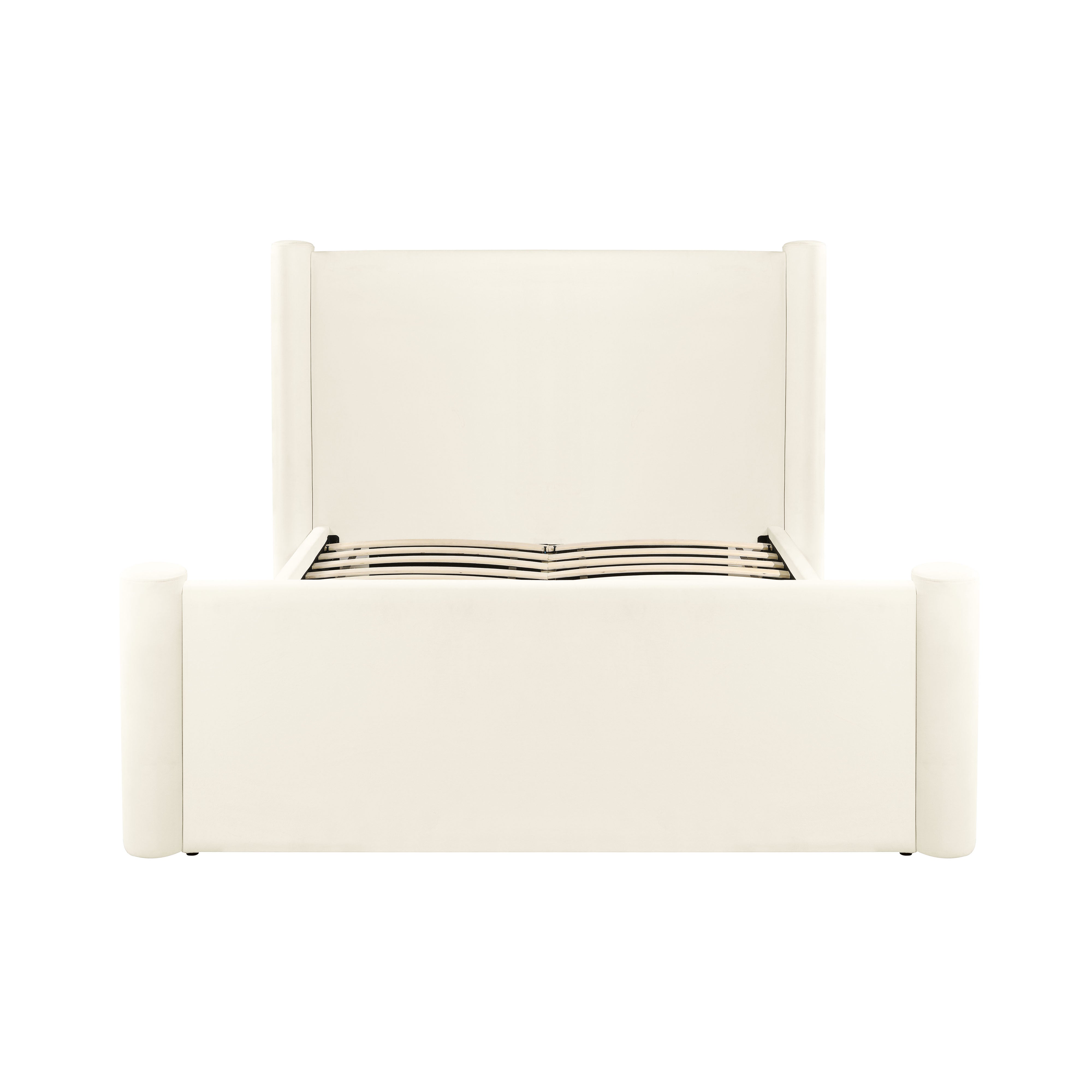 Athara King Bed, Velvet, Cream