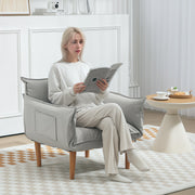 2-in-1 Armchair, Adjustable Backrest, Microfiber Cloth, Light Grey