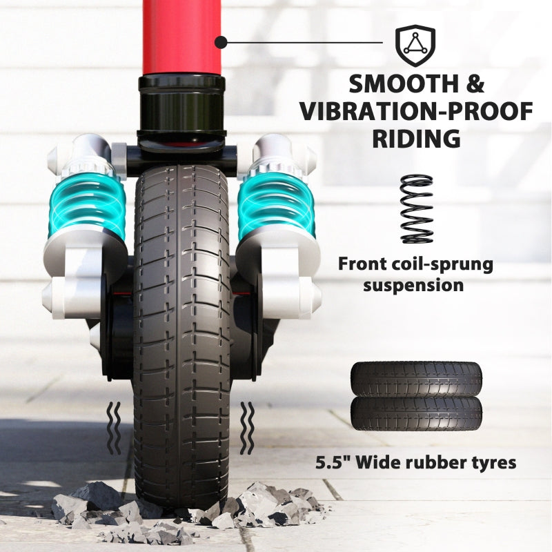 SPORTNOW Folding Electric Scooter for Kids, Dual Brakes, Front Suspension, LED Colourful Lights, Red