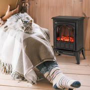 Electric Fireplace, 2000W Freestanding LED Flame, Metal