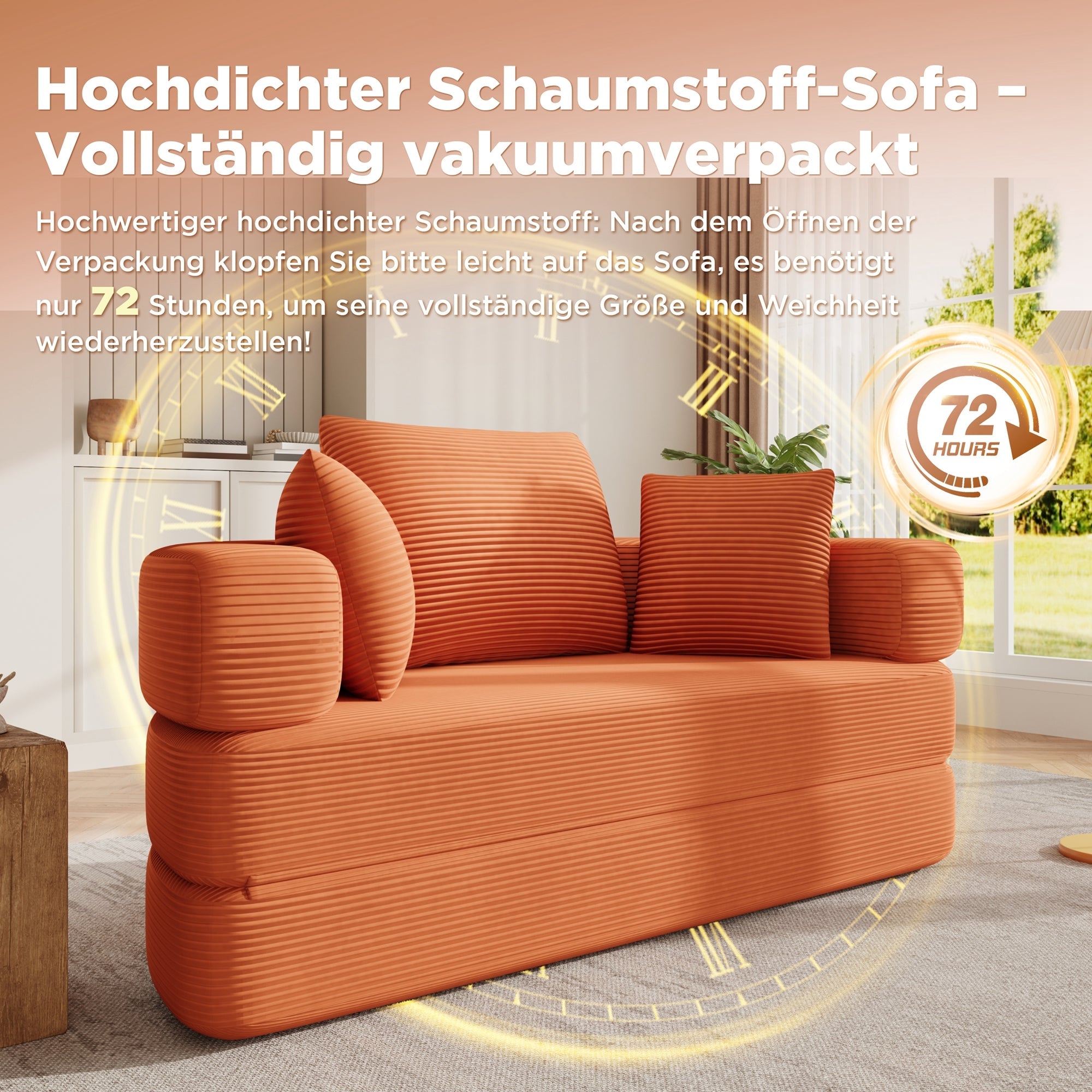 Multifunctional Sofa Bed, Fold-Out Modular Oval Bed, Corduroy