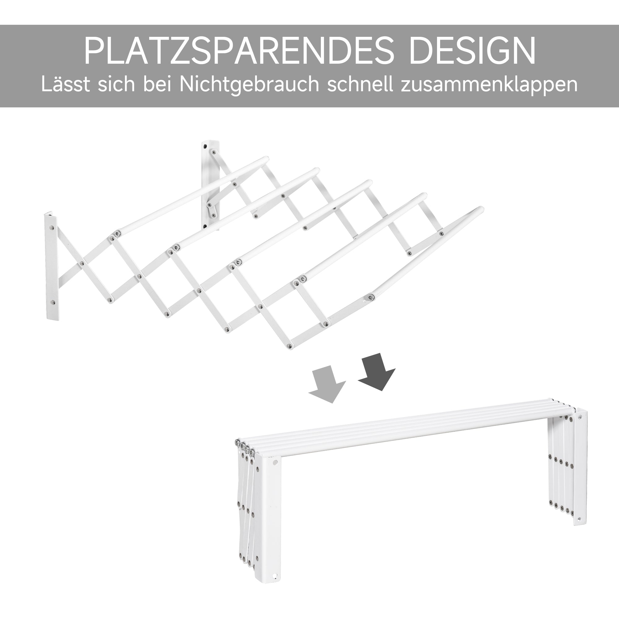 Wall Dryer, Space-Saving Clothes Airer, Metal White