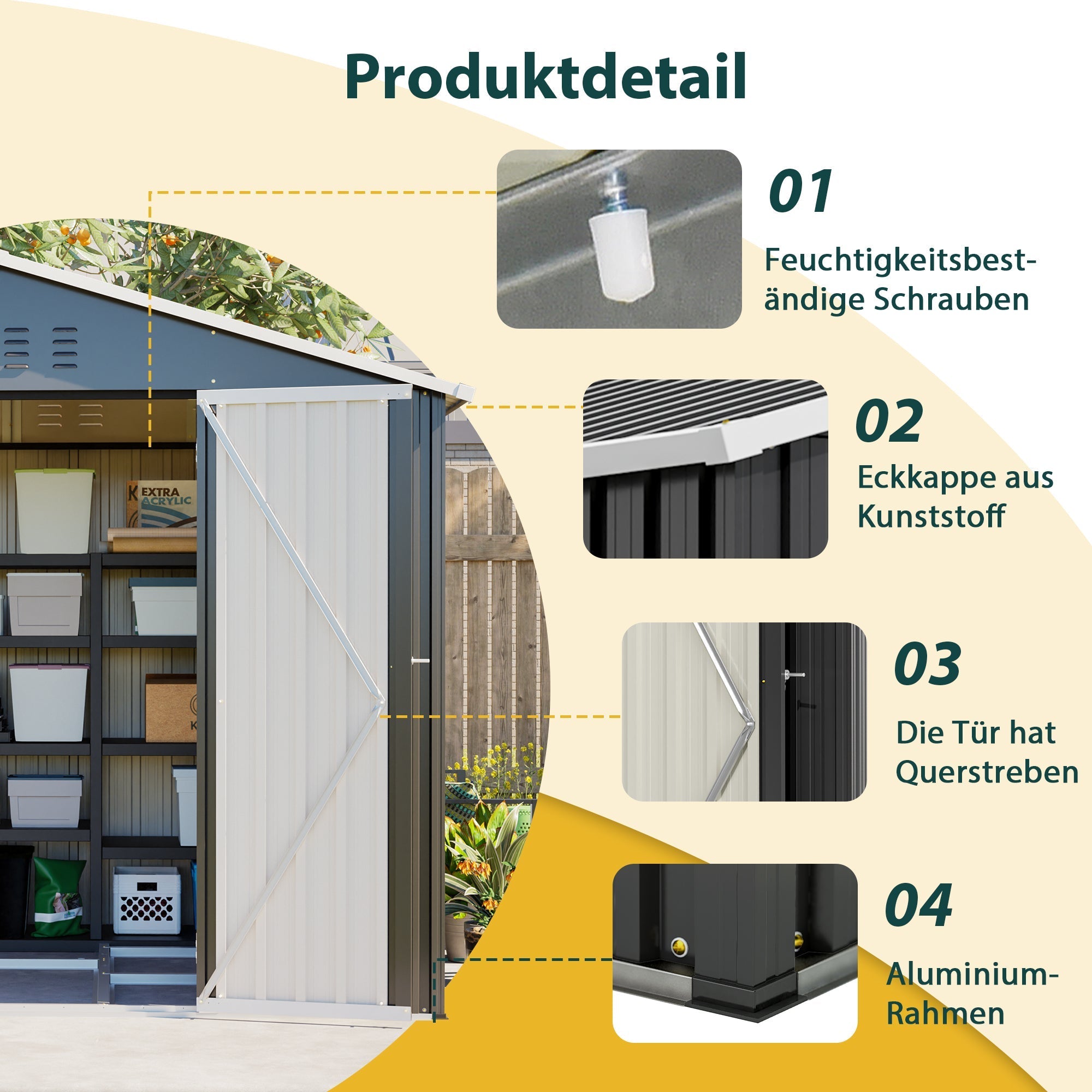 Garden Shed/Tool Shed 240x192.3x191 cm Sliding Door Lockable Metal