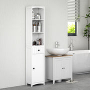 Badezimmerschrank, hoch mit 3 Ablagen, 1 Schublade, weiß