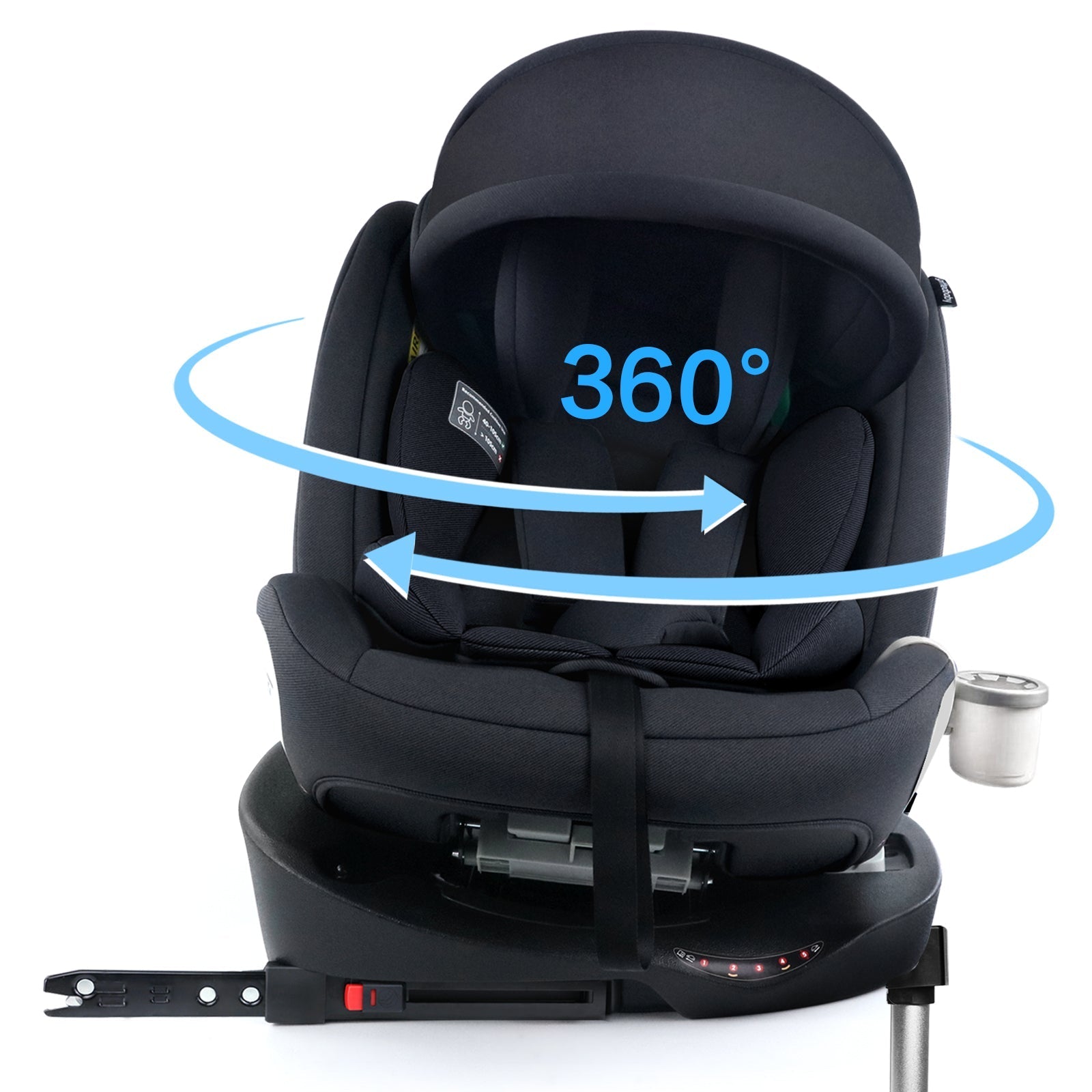Child Car Seat i-Size 360° Rotatable ISOFIX 0-36kg with Sunshade and Cup Holder