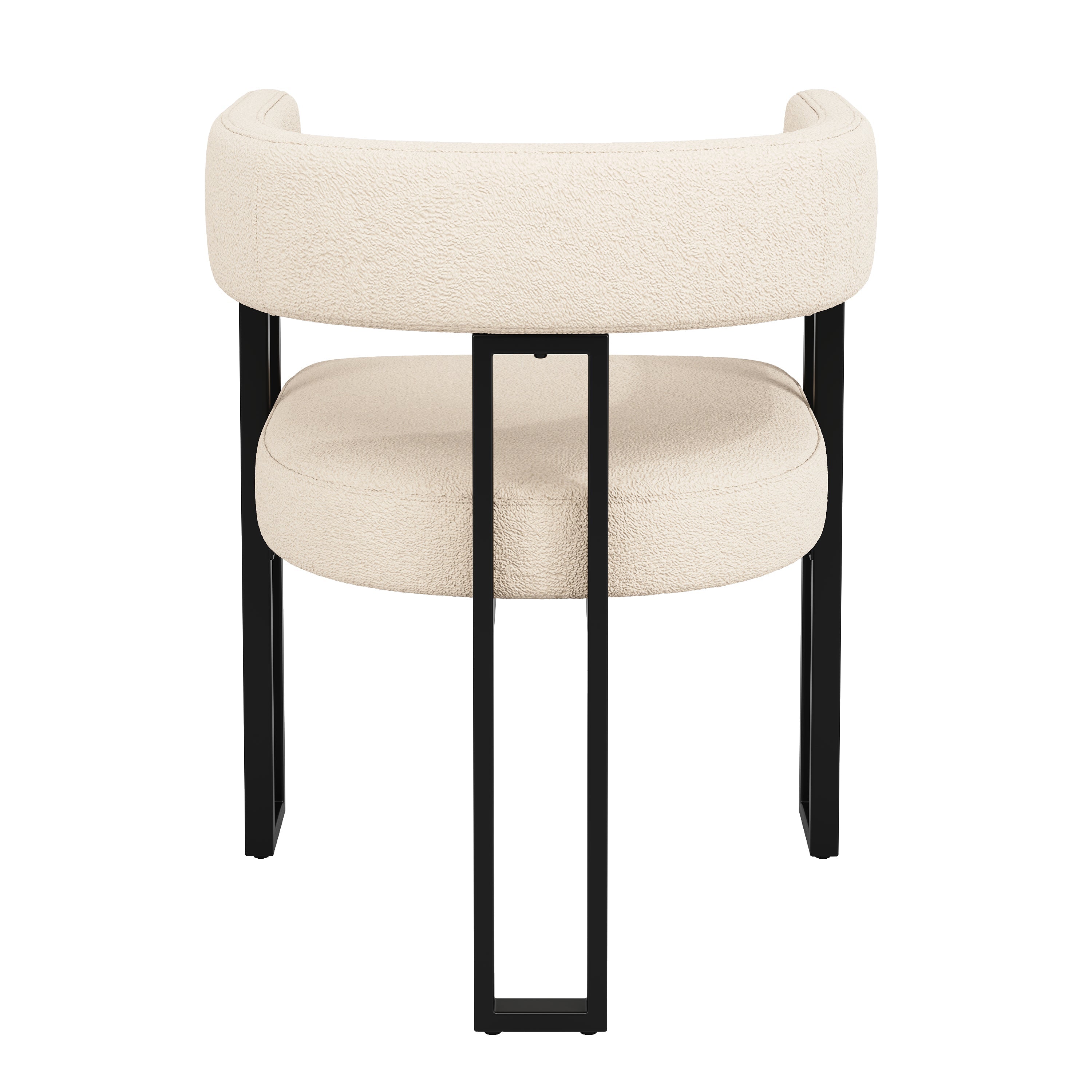 Ergonomic Dining Chair with Curved Backrest and Lambskin Fabric, Set of 4, Beige/Brown