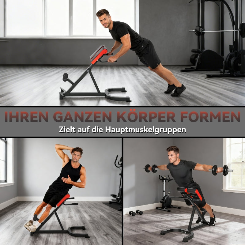 Training Chair Fitness Bench Weight Bench, Adjustable Handles, Steel Red+Black