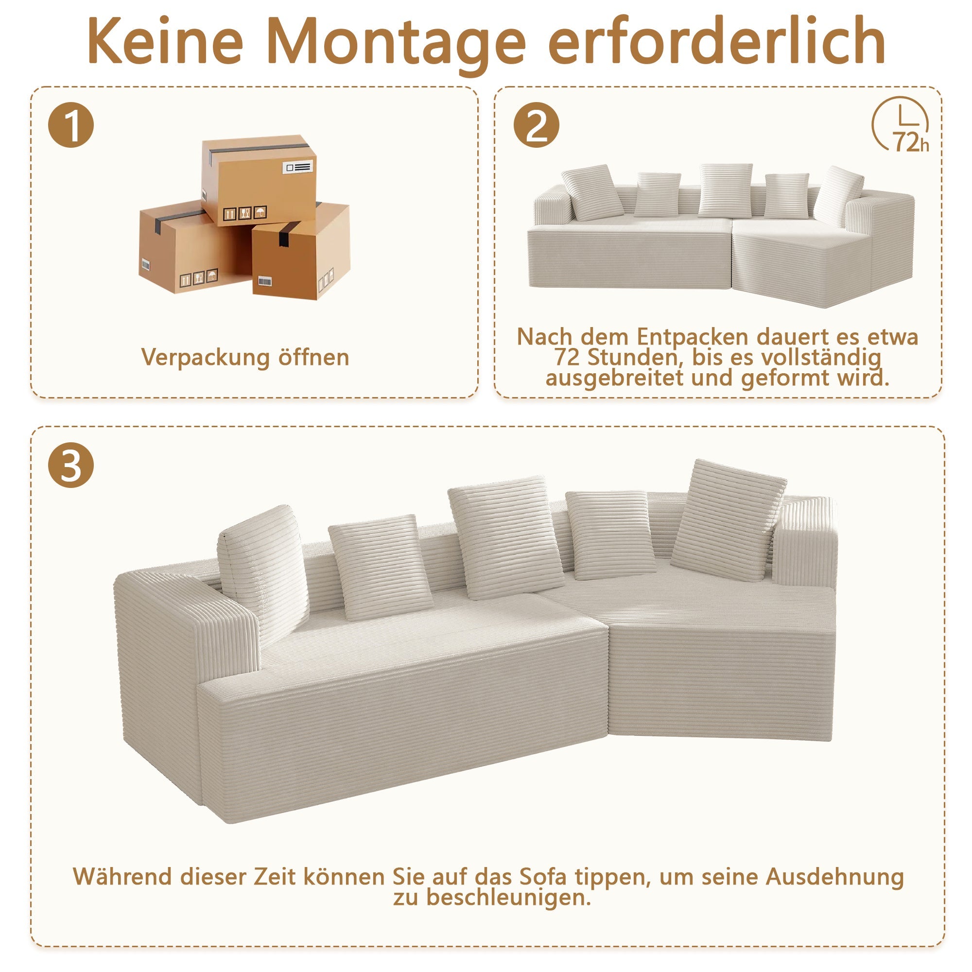 Modular Sofa 312cm Boneless Cloud Design - Comfort Fabric