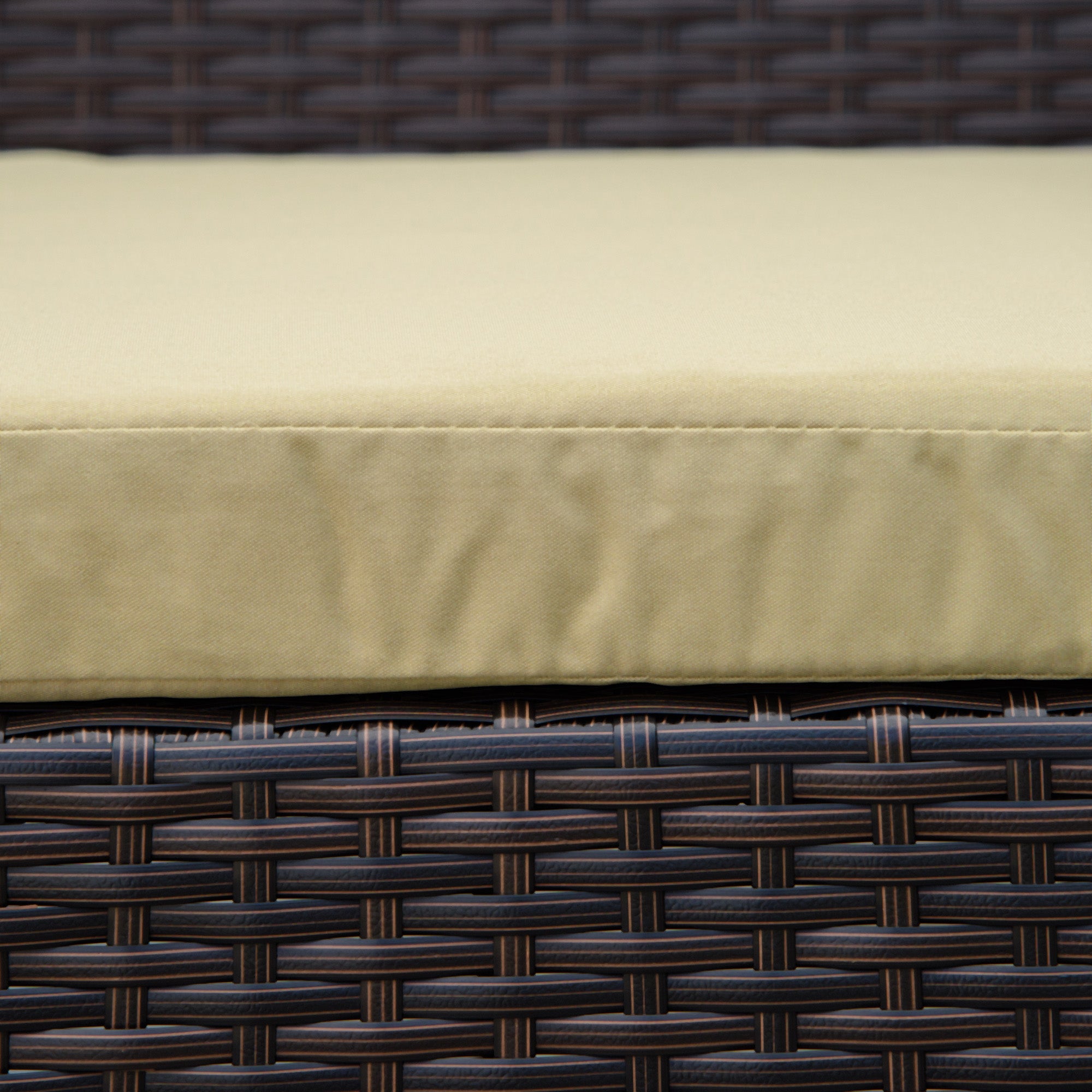 3 Piece PE Rattan Wicker Garden Bistro Set with Sofa and Coffee Table, Beige