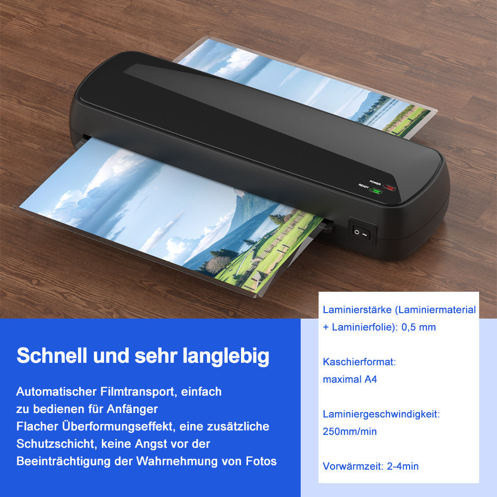 Laminator Machine, A4 Hot & Cold Fast Warm 9 Inch Thermal, Black