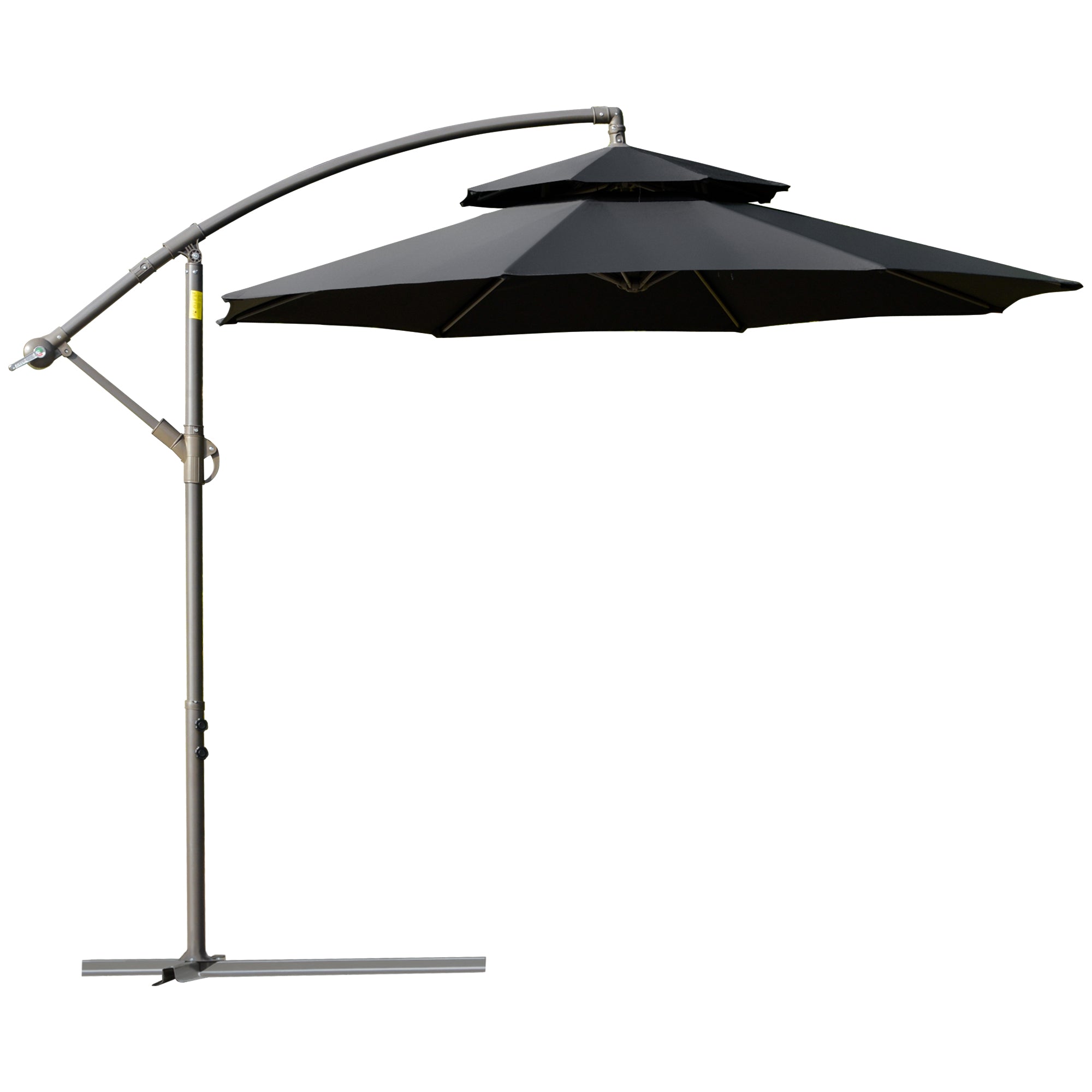 2.7m Banana Parasol Cantilever Umbrella, Double Tier Canopy, Crank Handle, Black