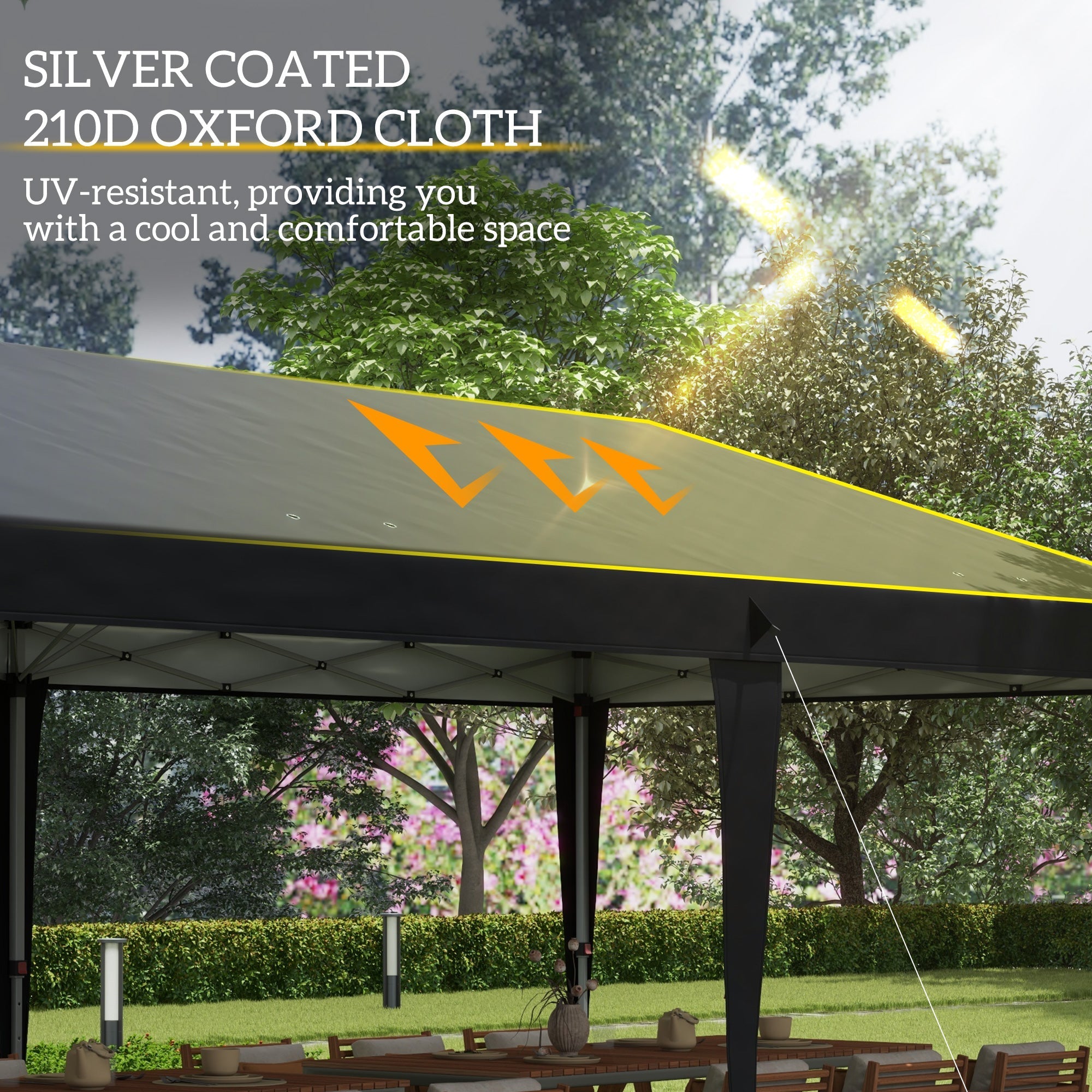 Pop Up Gazebo, 3 x 6m Foldable Canopy Tent Height Adjustable, Black