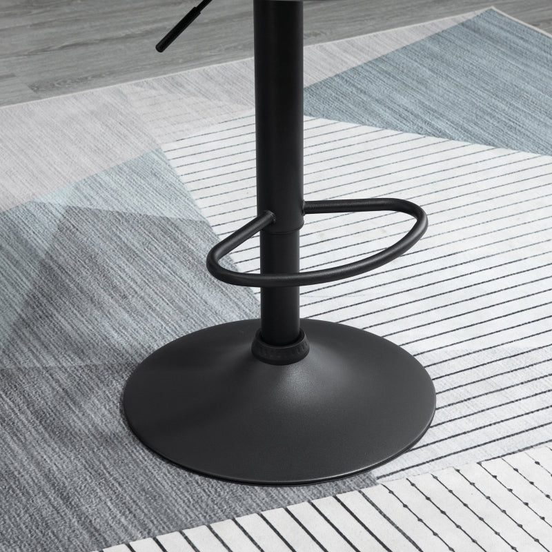 Set of 2 Bar Stools Height-Adjustable Swivel Backrest - Dark Grey Velvet Look