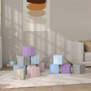 Soft Building Blocks, 12 Cubes Easy-care Child-safe, Faux Leather