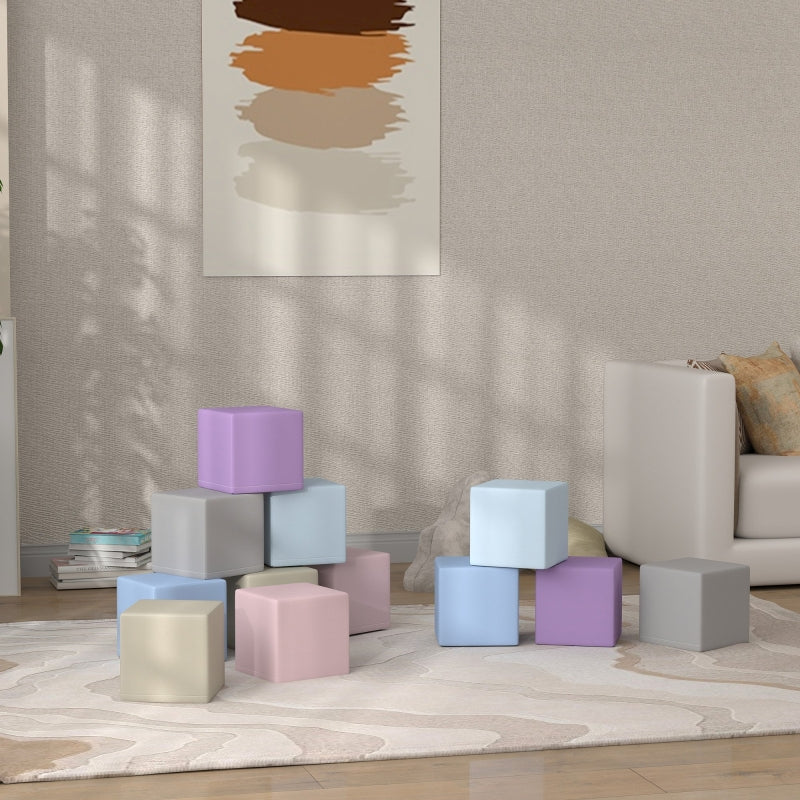 Soft Building Blocks, 12 Cubes Easy-care Child-safe, Faux Leather