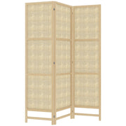 Folding Screen 3-Part Room Divider PP Rattan, Natural