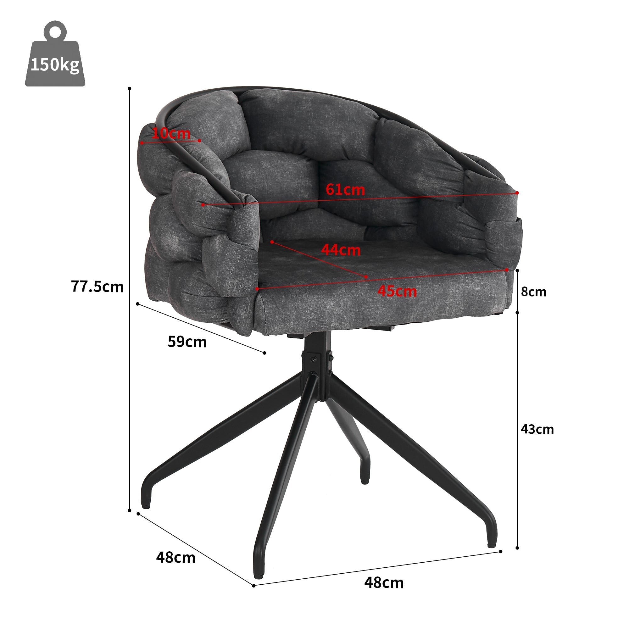 Luxury Velvet Chairs (Set of 4) 360° Swivel Ergonomic Dining Grey