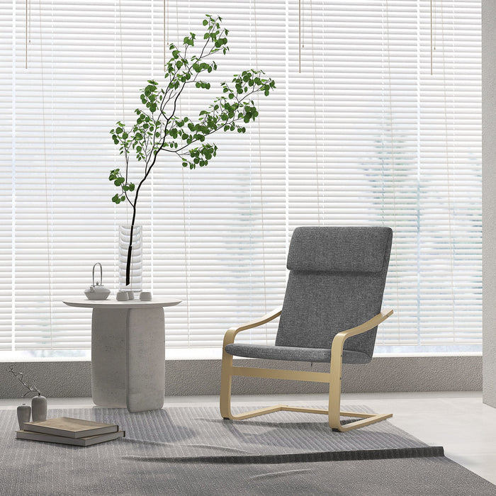 Recliner Chair, Rocking Dining with Headrest, Dark Grey Linen Look