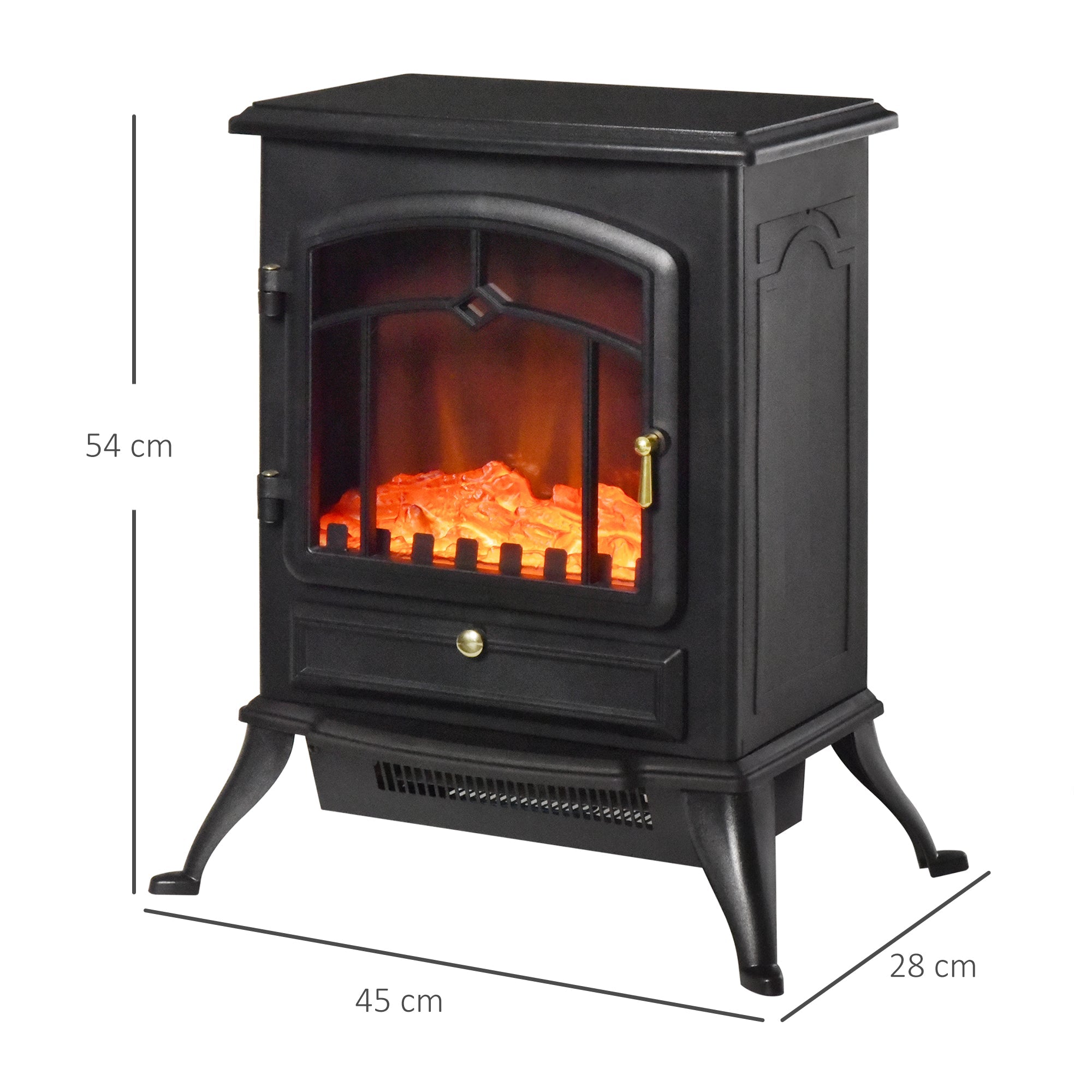 Electric Fireplace, Flame Effect 1000/2000W Overheat Protection, Black