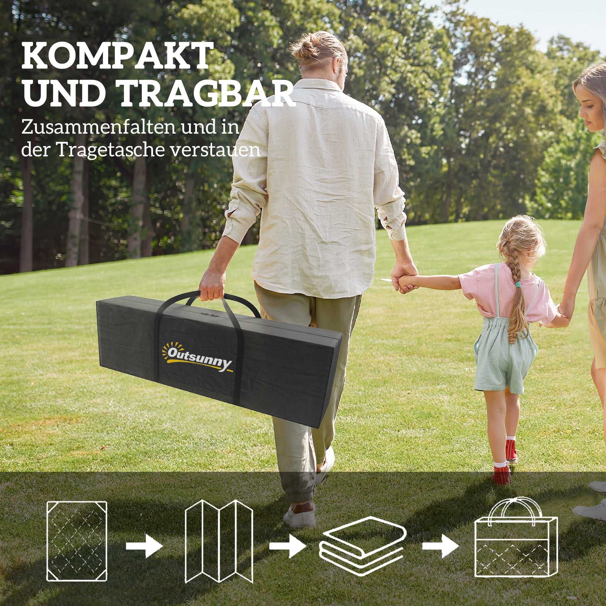 Outdoor Rug, Robust Weatherproof Foldable Boho, Black and White