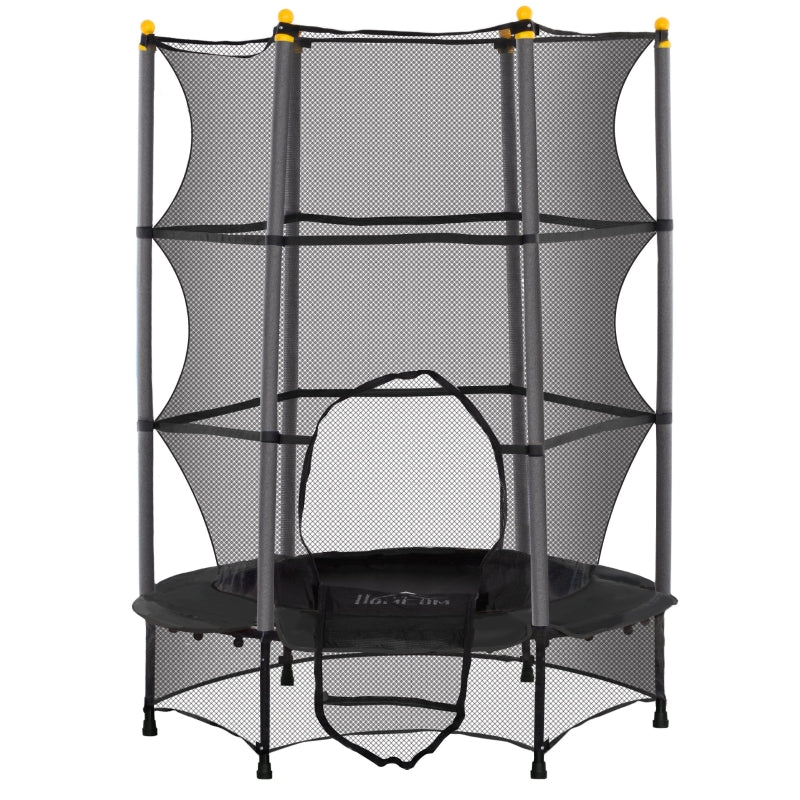 Children's Trampoline, Ø140 cm, with Safety Net, Black Steel Plastic