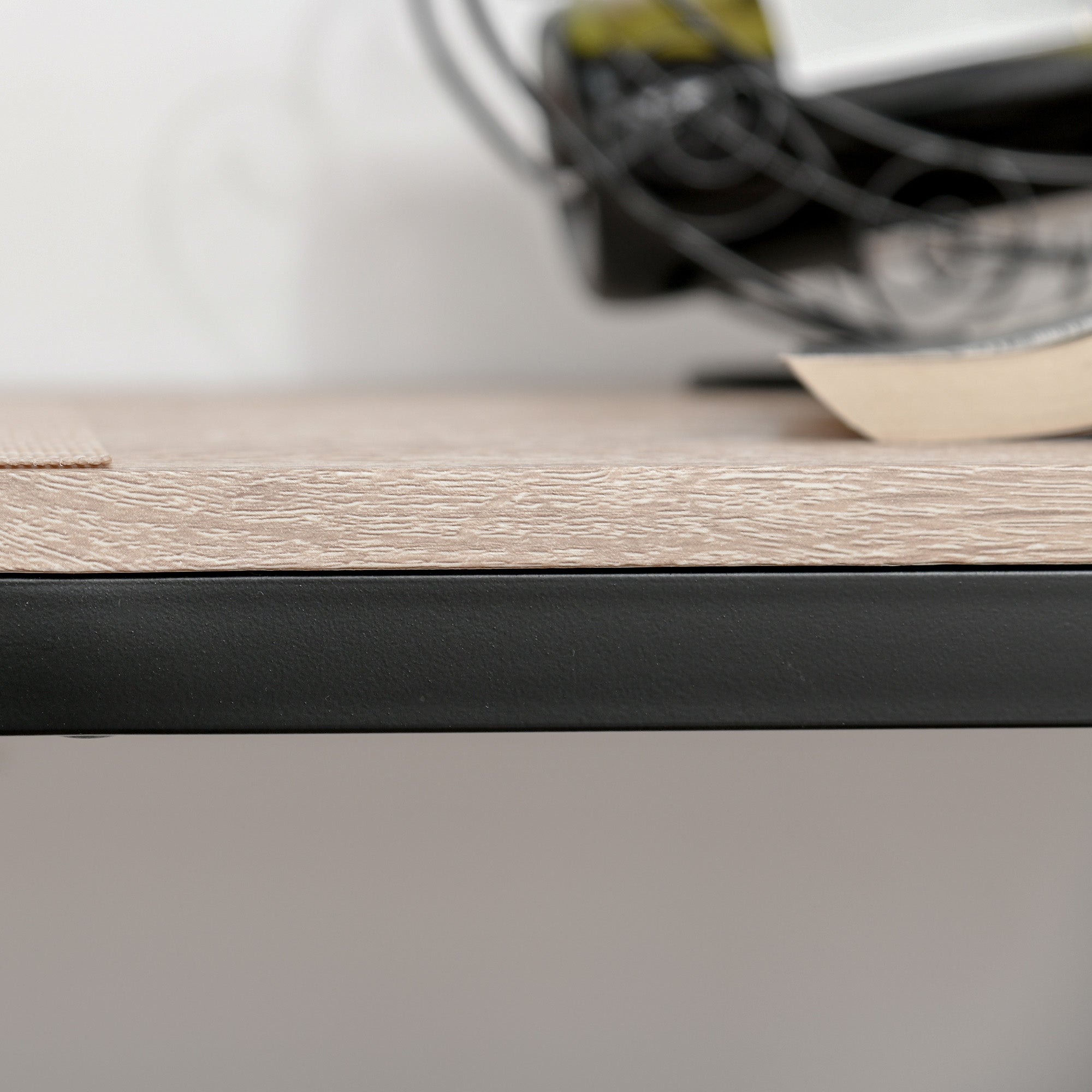 3 Pcs Table Stool Set Industrial Design Metal Frame Oak Tone MDF