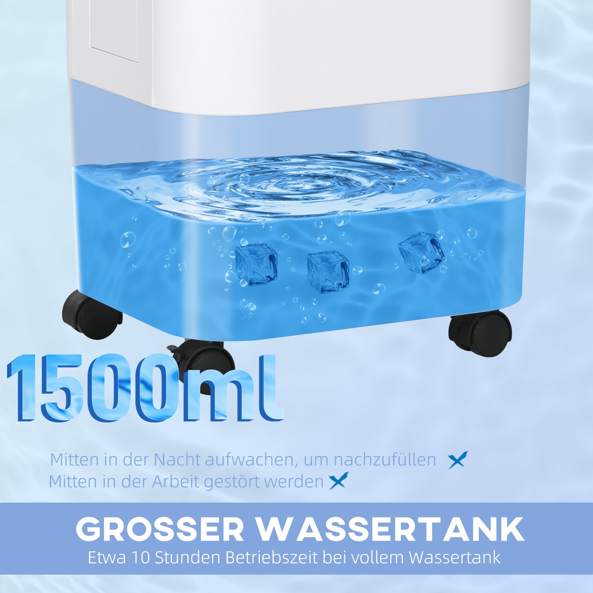 3-in-1 Portable Air Conditioner Humidifier Water Cooling 15L White