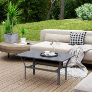 Beistelltisch, Lamellendesign Wetterfest Outdoor, Metall Dunkelgrau