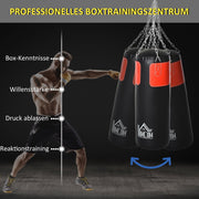 Boxsack-Set, gefüllt, 16kg, Schwarz-Rot