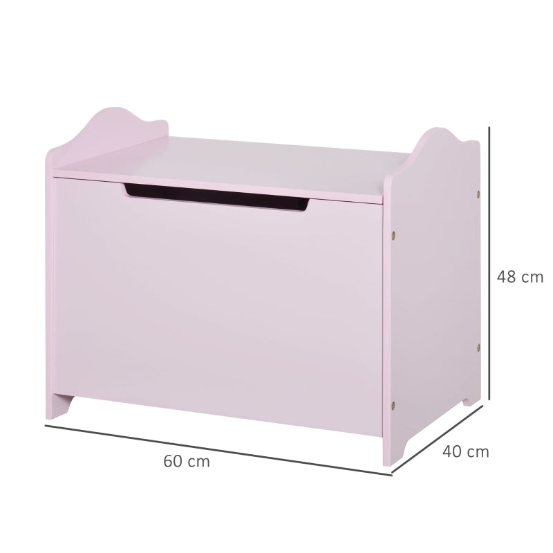 Wooden Kids Toy Box Storage Chest with Safety Hinge, Pink