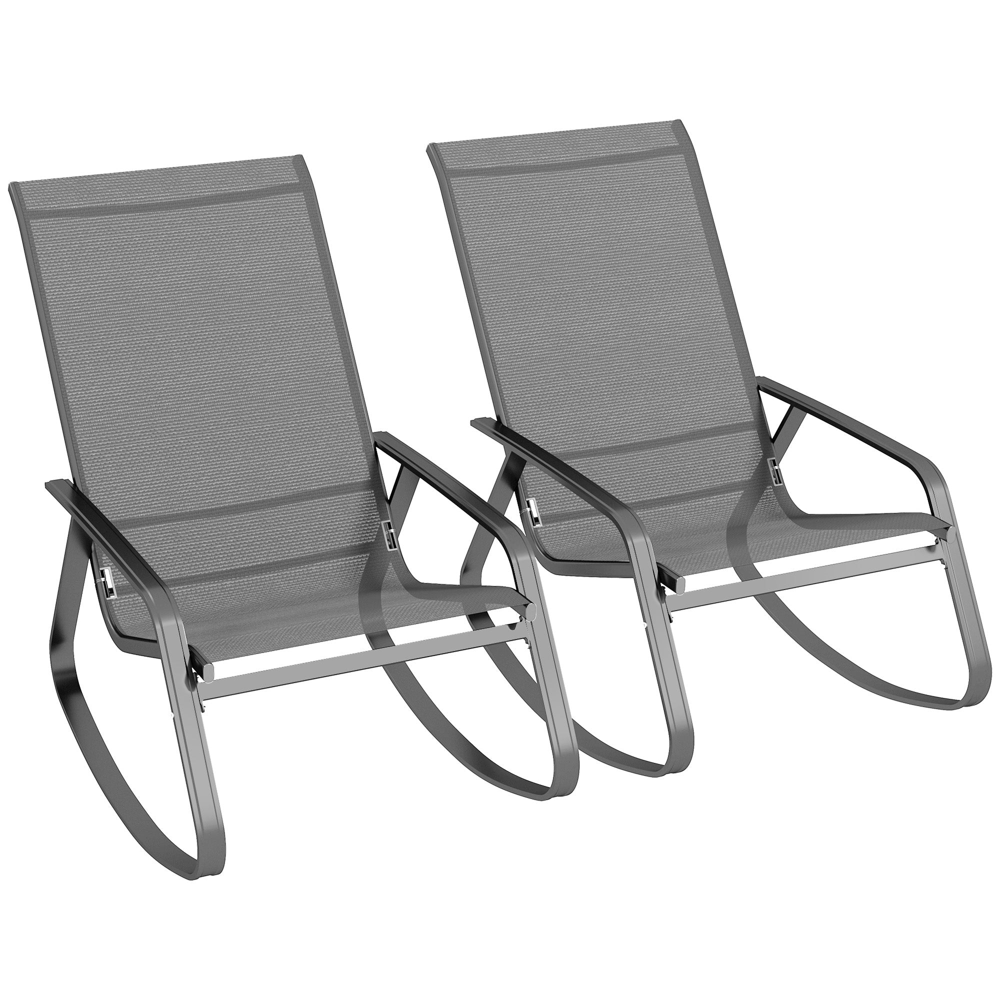 Rocking Garden Chairs - Set of Two, Grey
