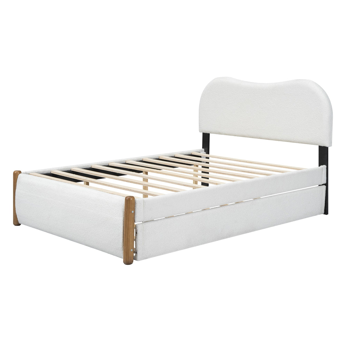 Upholstered Bed 140x200cm Pull-out Rollaway Bed - White