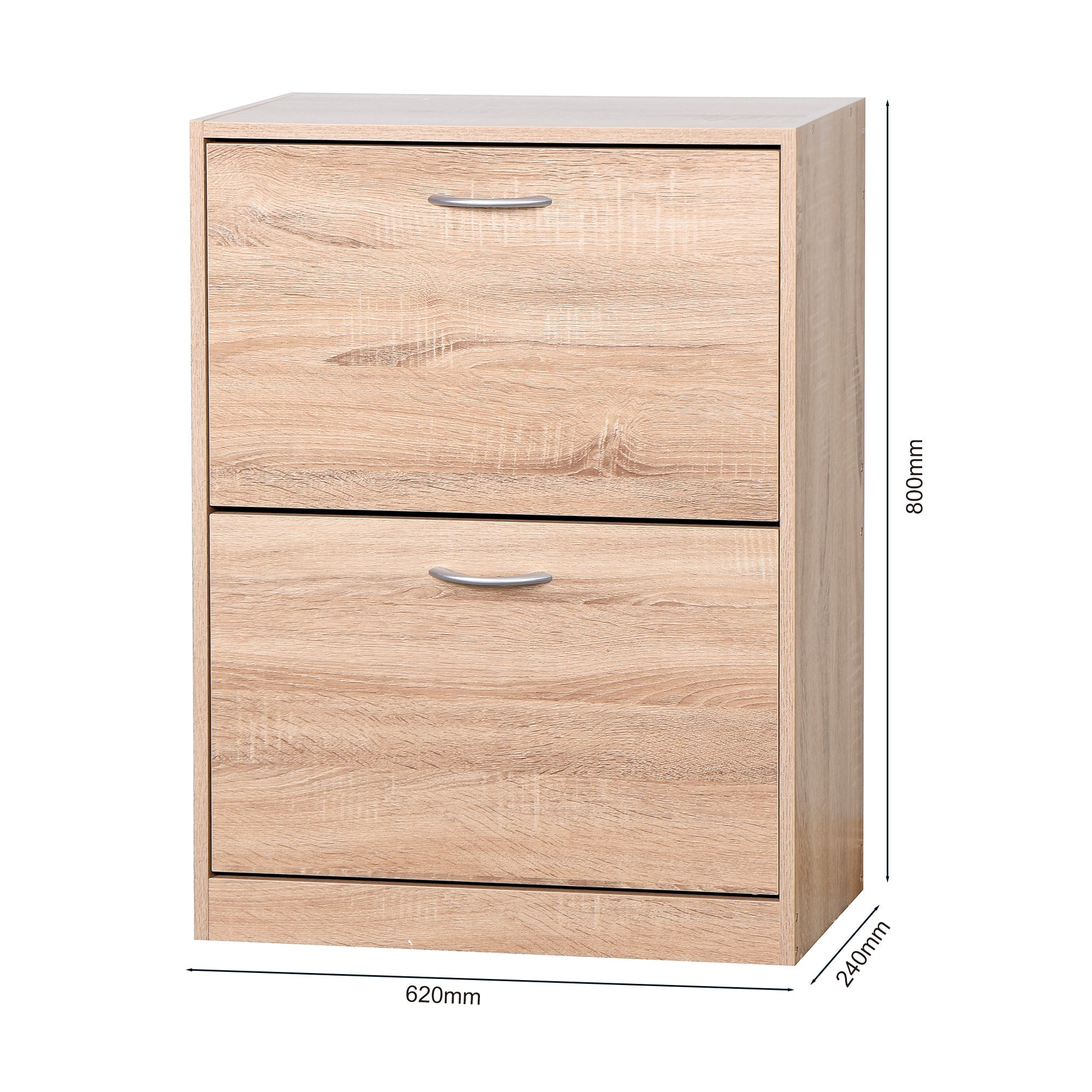 Shoe Cabinet 2 Hinged Doors Entryway Storage - Vintage Wood Grain