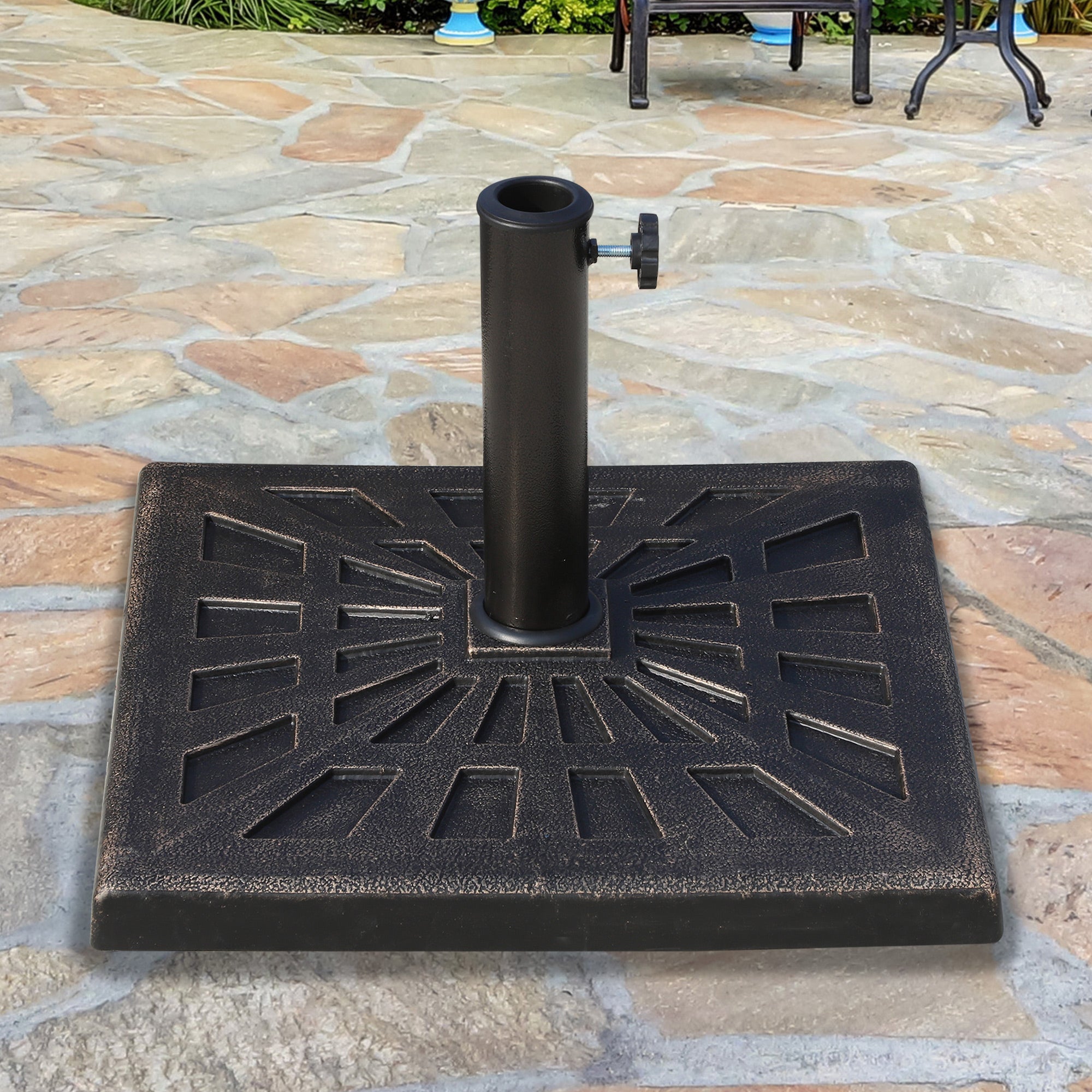Parasol Stand Umbrella Holder 15kg Stable Weatherproof Resin Black