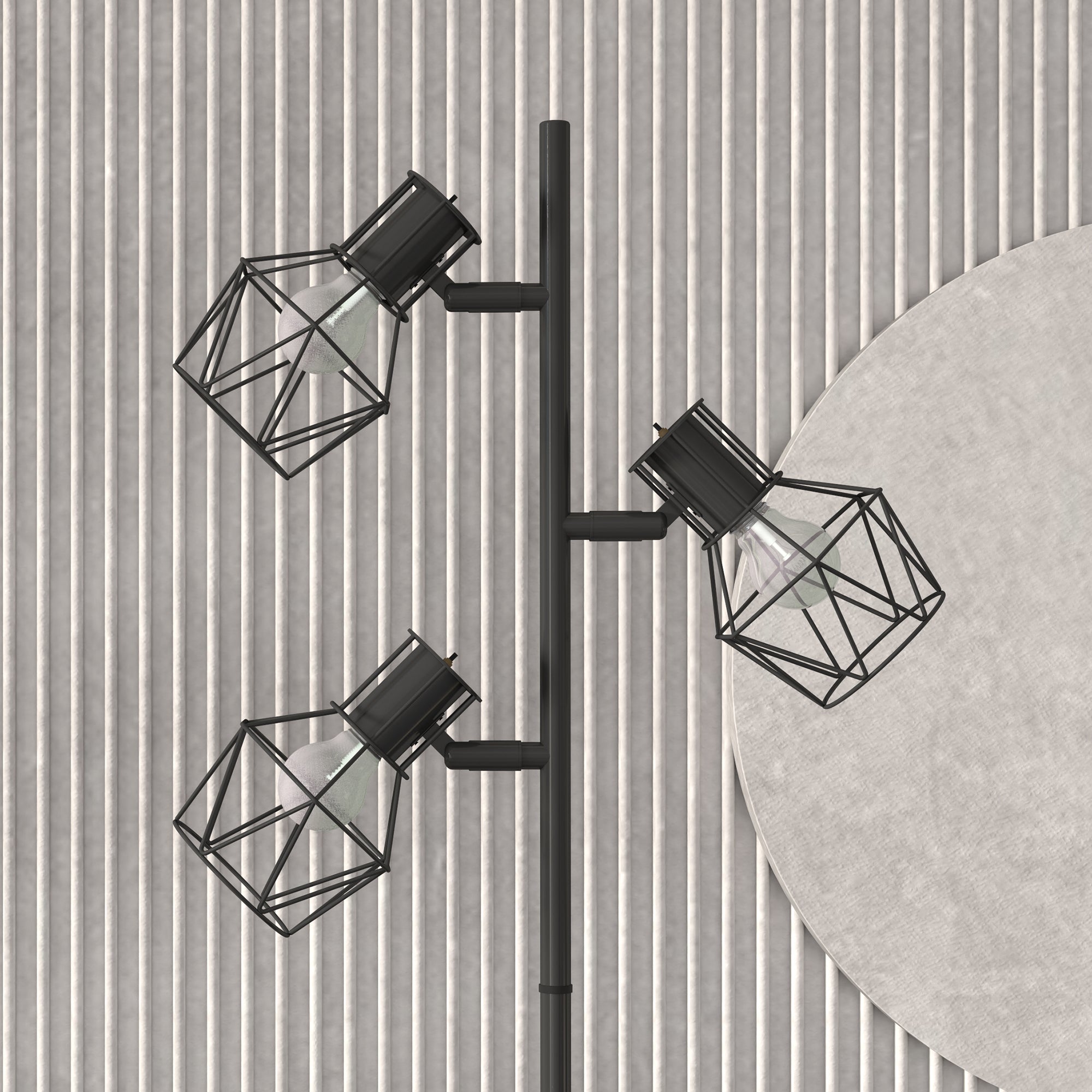 Floor Lamp, 3 E27 Sockets 40W Adjustable Flames 169cm, Black Metal