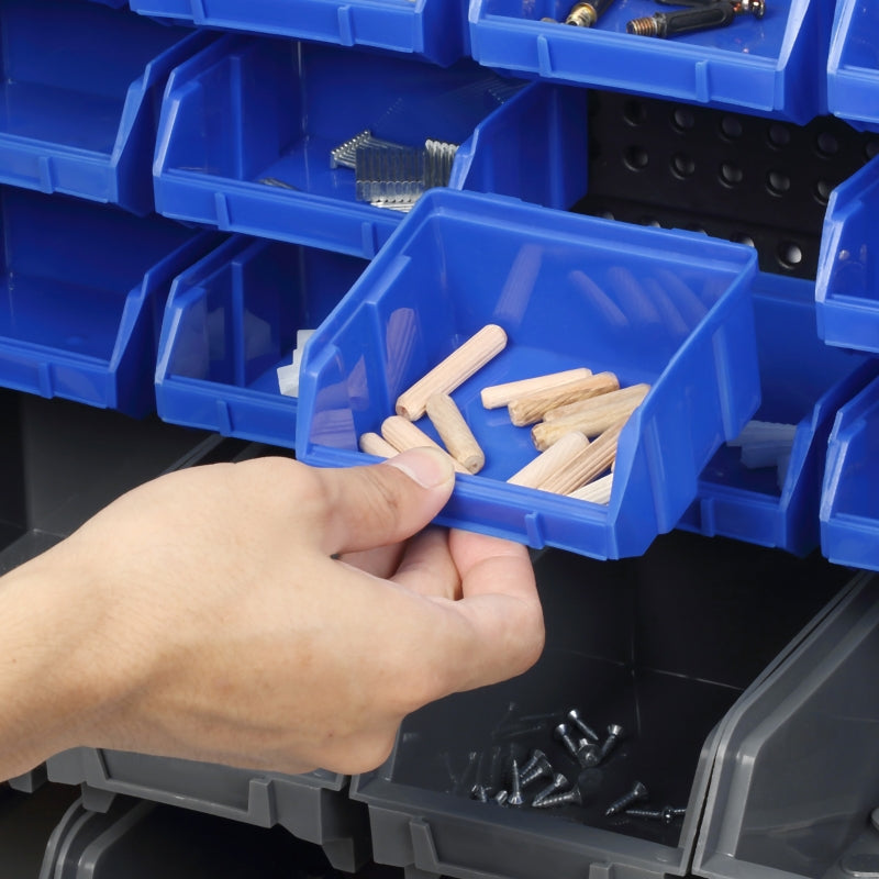Storage Rack, Workshop Storage 30 Stackable Boxes 63x18x37.5cm, Blue