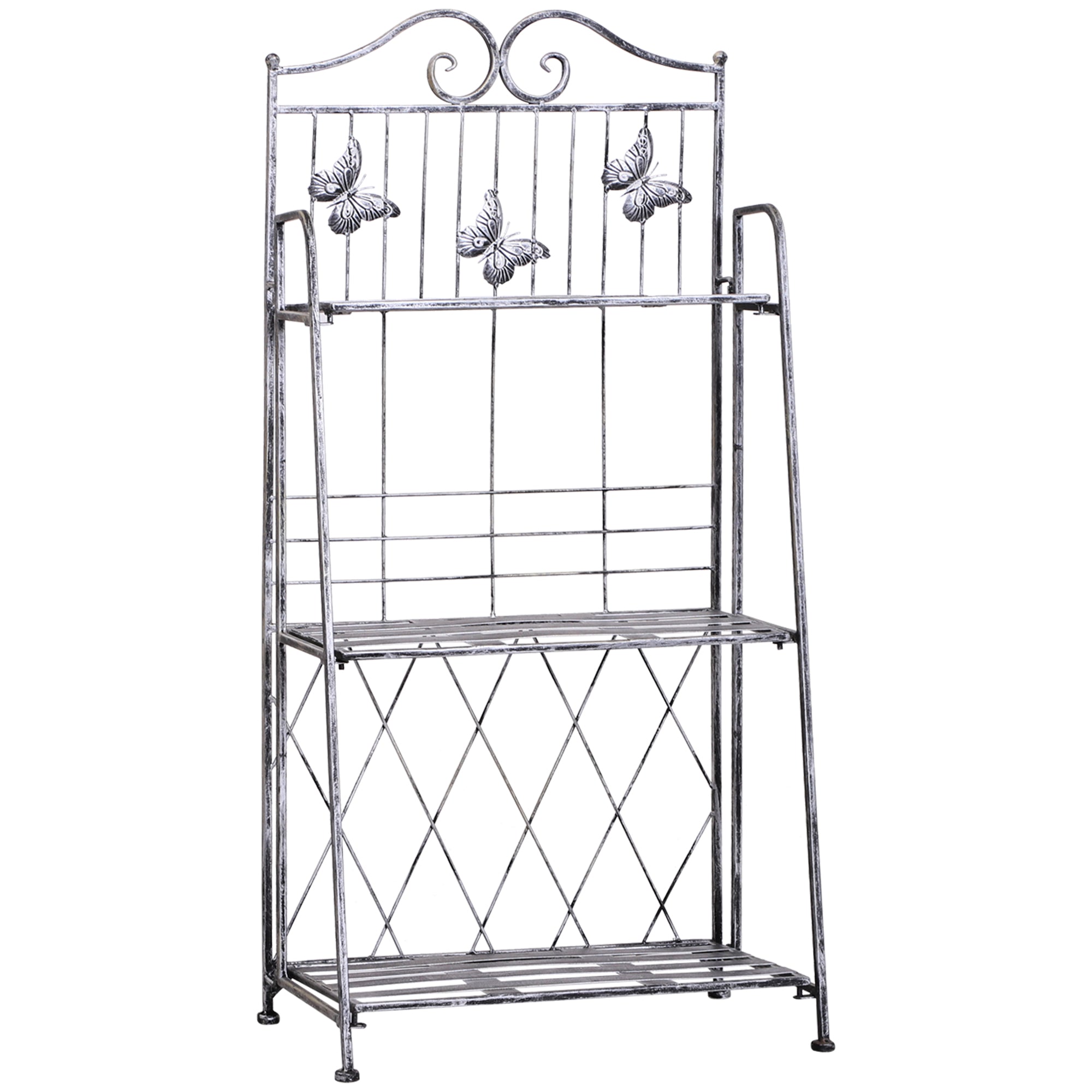 3 Tier Plant Stand Flower Display Rack Indoor Outdoor Metal, Silver